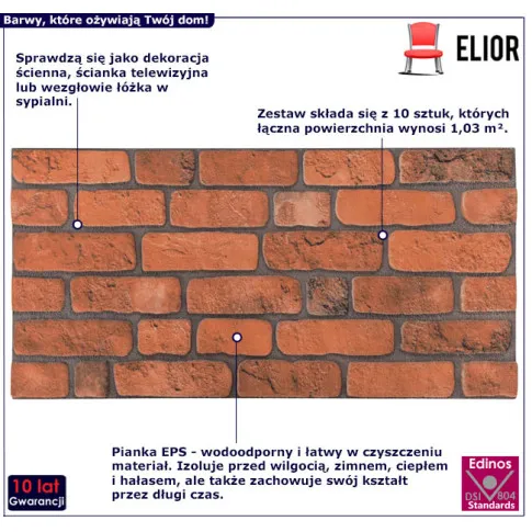 Panele ścienne 10 sztuk Zofrox kolor terakota