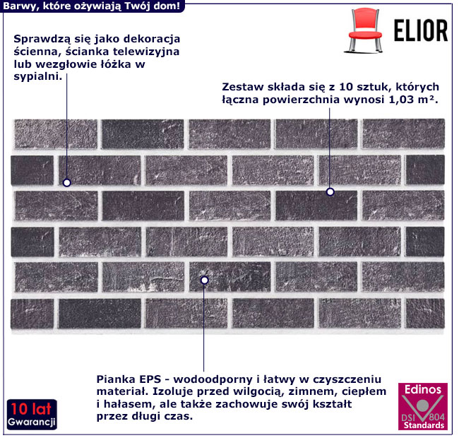 Panele ścienne Paloma czarno-szary