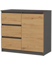 Komoda z 3 szufladami dąb artisan + antracyt - Vimera 3X w sklepie Edinos.pl