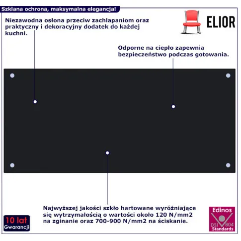 Szklany panel ścienny do kuchni Tubros kolor czarny