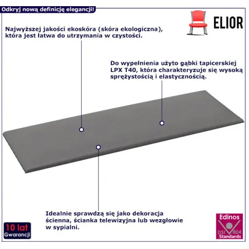 Panel ścienny z ekoskóry Ifitri 4X kolor szary