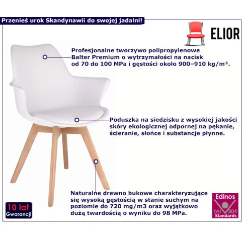 Skandynawskie plastikowe krzesło do jadalni Ahus