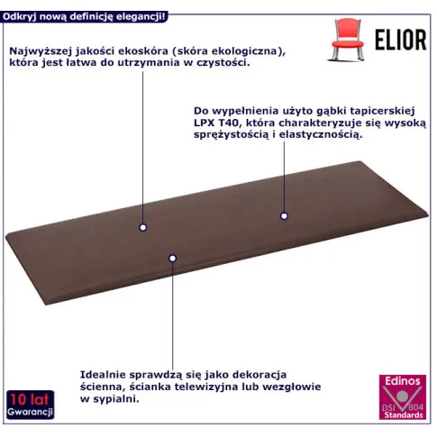 Panel ścienny z ekoskóry Ifitri 4X kolor brązowy