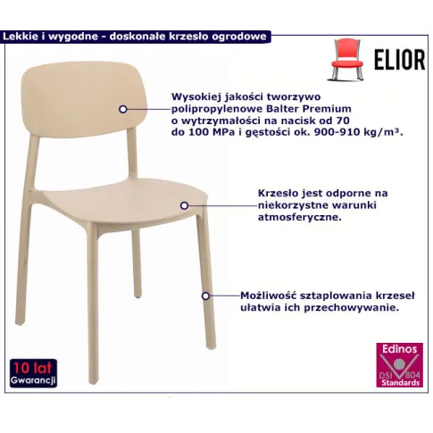 Minimalistyczne krzesło ogrodowe sztaplowane Vertez