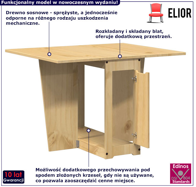 Składany stół Hapi miodowy brąz