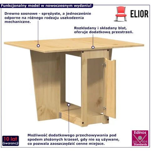 Drewniany stół Iftero kolor miodowy brąz