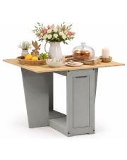 Minimalistyczny składany stół ze schowkiem szary + miodowy brąz - Hapi w sklepie Edinos.pl