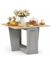 Minimalistyczny składany stół ze schowkiem szary + miodowy brąz - Hapi w sklepie Edinos.pl