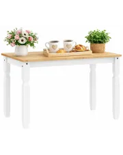 Skandynawski stół z drewna sosnowego biały + miodowy brąz - Kirison w sklepie Edinos.pl