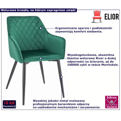 Welurowe krzesło pikowane do stołu Agua