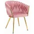Różowe welurowe krzesło z plecionką na oparciu Azan