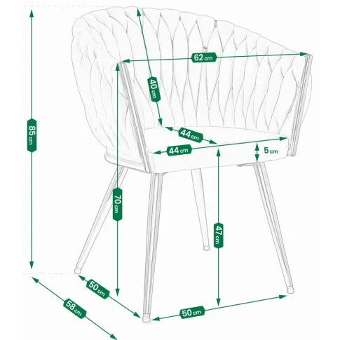 Rysunek z wymiarami krzesła Azan