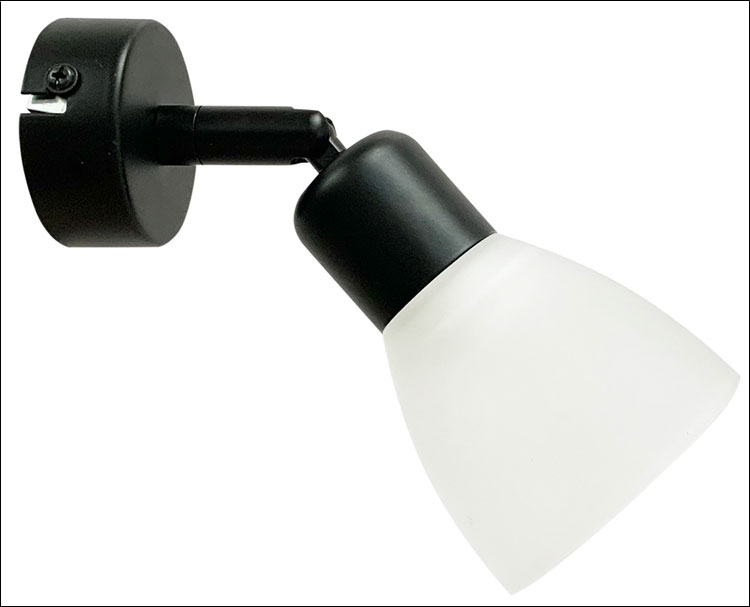 Czarny klinkiet ze szklanym białym kloszem Z067-Hermina