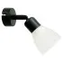 Czarny kinkiet regulowany metalowy ze szklanym białym abażurem  Z067-Atazia