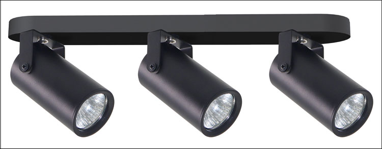 Czarna lampa reflektorowa regulowana na listwie Z072-Santino