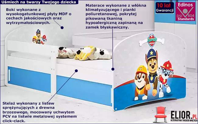 Łóżeczko pojedyncze dla dziecka Psi patrol Rayan