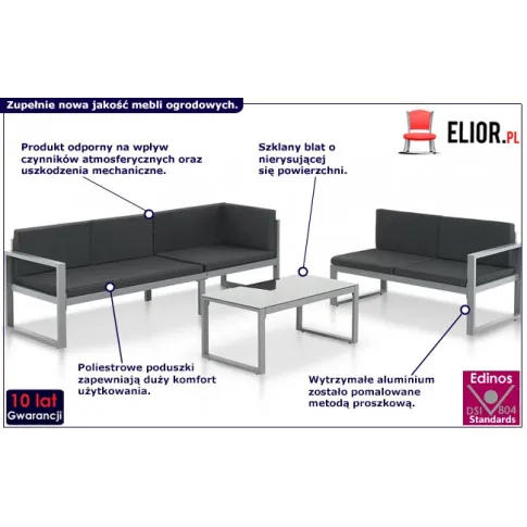 Zestaw nowoczesnych mebli ogrodowych Conway infografika