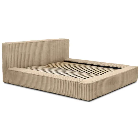 Beżowe łóżko tapicerowane sztruksowe Berizza