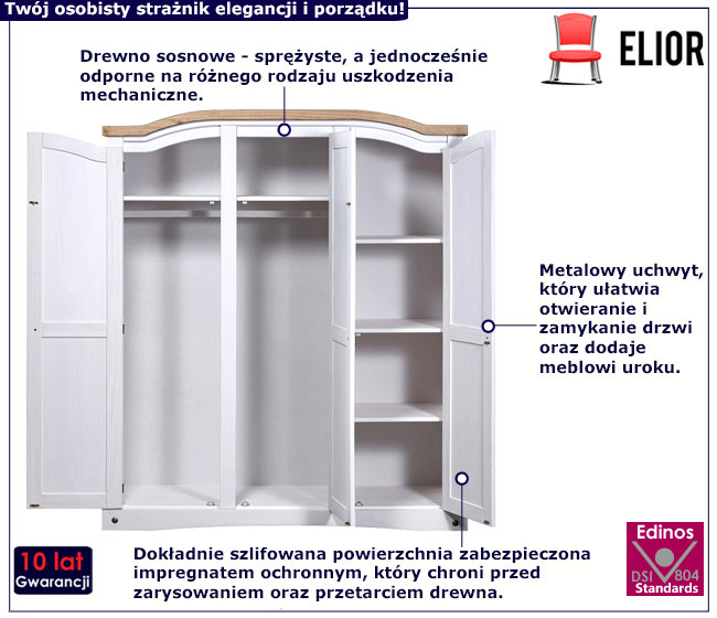 Szafa Tobera 5X biały+miodowy brąz