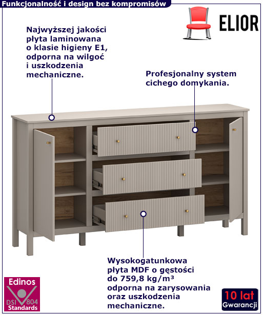 Duża komoda z szufladami Onelix 3X taupe