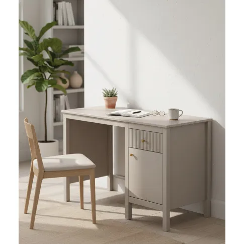 Nowoczesne biurko z szafką i szufladą taupe   Envilo 5X