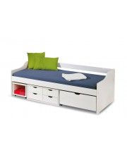 Jednoosobowe łóżko z szufladami Nixer - białe w sklepie Edinos.pl