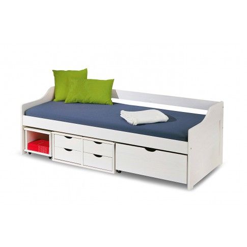 Zdjęcie produktu Jednoosobowe łóżko z szufladami Nixer - białe.
