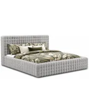 Jasnoszare łóżko tapicerowane welurowe Ferante - 3 rozmiary w sklepie Edinos.pl