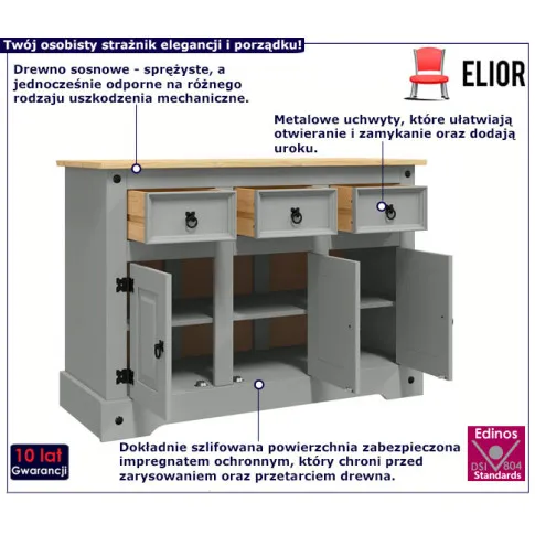 Komoda z szufladami Jetrus 7X szary