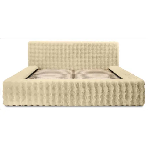 bezowe pluszowe lozko tapicerowane z zaglowkiem rannia