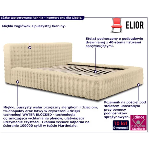 bezowe pluszowe lozko z pojemnikiem na posciel i zaglowkiem rannia