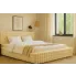 Beżowe pluszowe łóżko z zagłówkiem Ferante   3 rozmiary