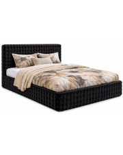 Czarne pluszowe łóżko z pojemnikiem 3 rozmiary - Ferante w sklepie Edinos.pl