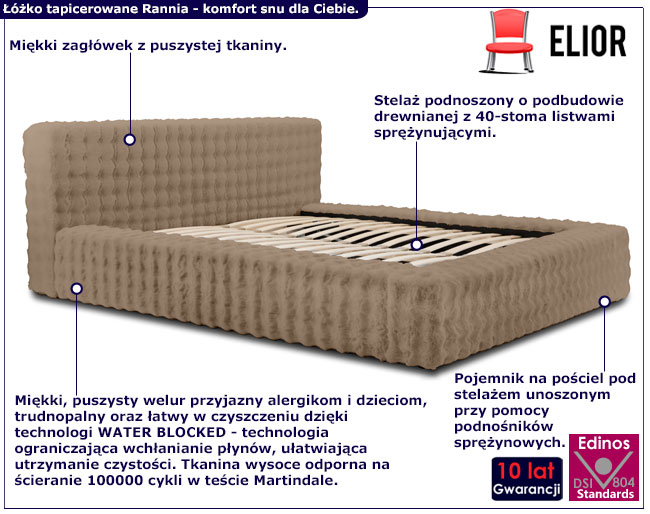 Jasnobrązowe łóżko welurowe z zagłówkiem Ferante
