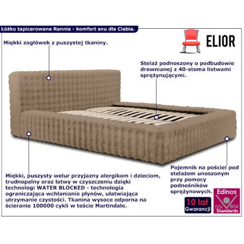 Jasnobrązowe łóżko pluszowe z pojemnikiem Rannia