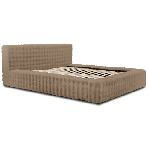 Jasnobrązowe łóżko pluszowe Rannia