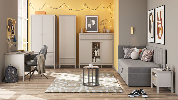 Wizualizacja wnętrza z meblami z kolekcji Onelix