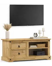 Sosnowa szafka RTV z 2 szufladami - Rodemo 3X w sklepie Edinos.pl