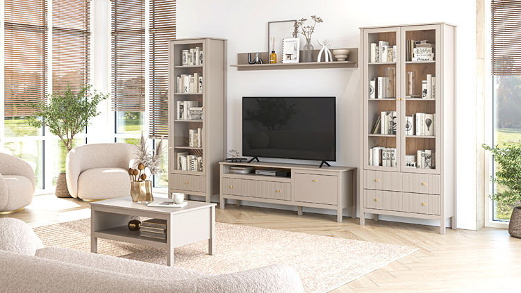 Wizualizacja wnętrza z meblami z kolekcji Onelix taupe