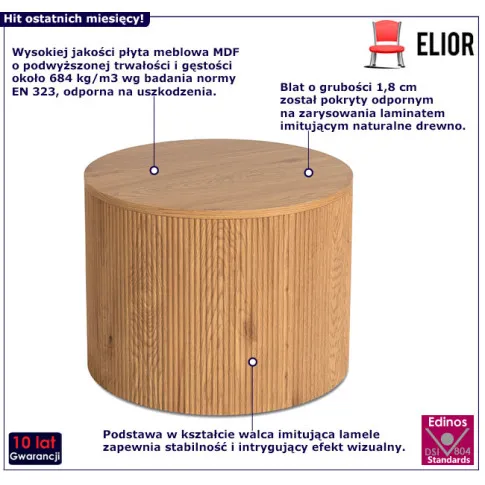 Nowoczesny lamelowy stolik do salonu Odet 3X