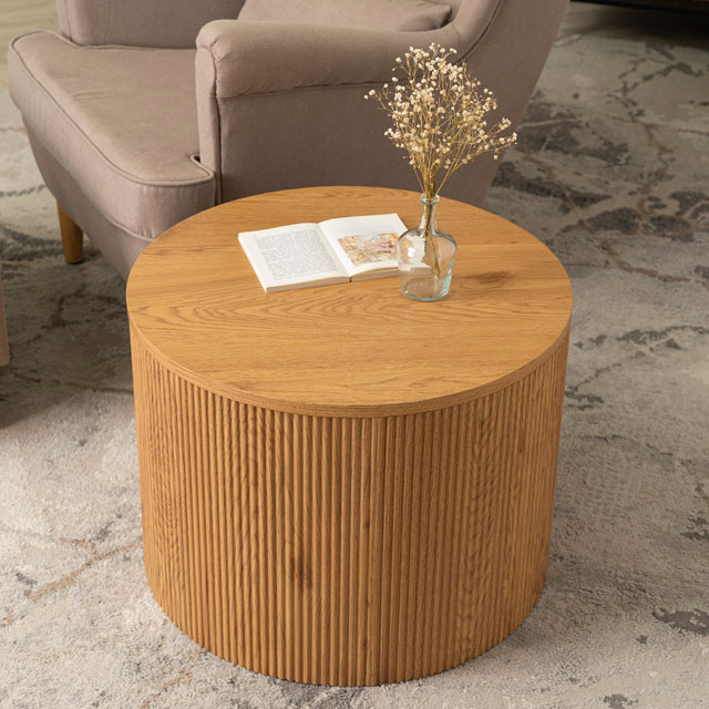 Lamelowy okrągły stolik kawowy walec Rublo 3X