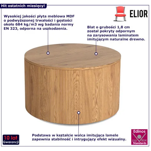 Nowoczesny lamelowy stolik do salonu Odet 4X