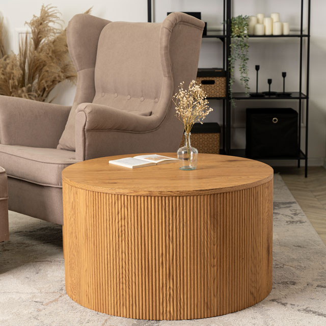 Lamelowy okrągły stolik kawowy walec Rublo 4X