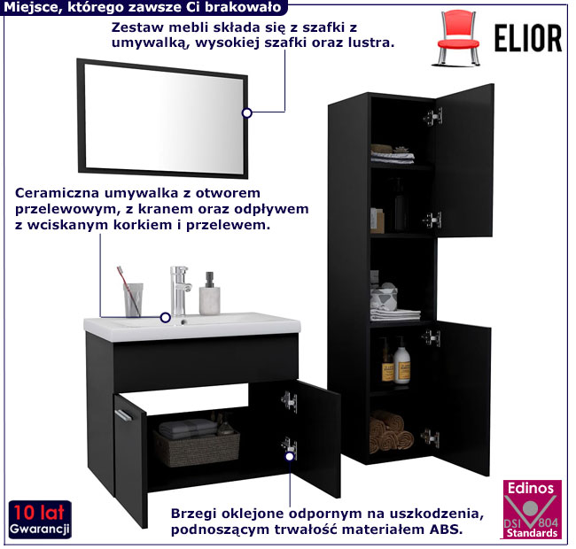 Zestaw mebli Astron 4X czarny mat