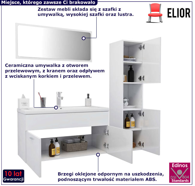 Zestaw mebli Astron 5X biały połysk