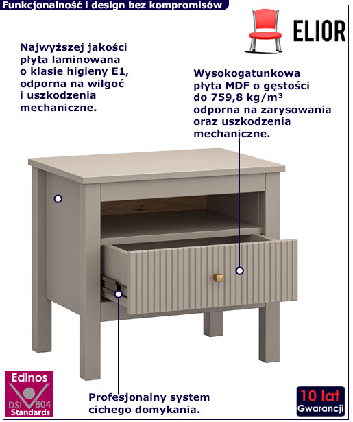 Szafka nocna z szufladą w kolorze taupe Onelix 10X