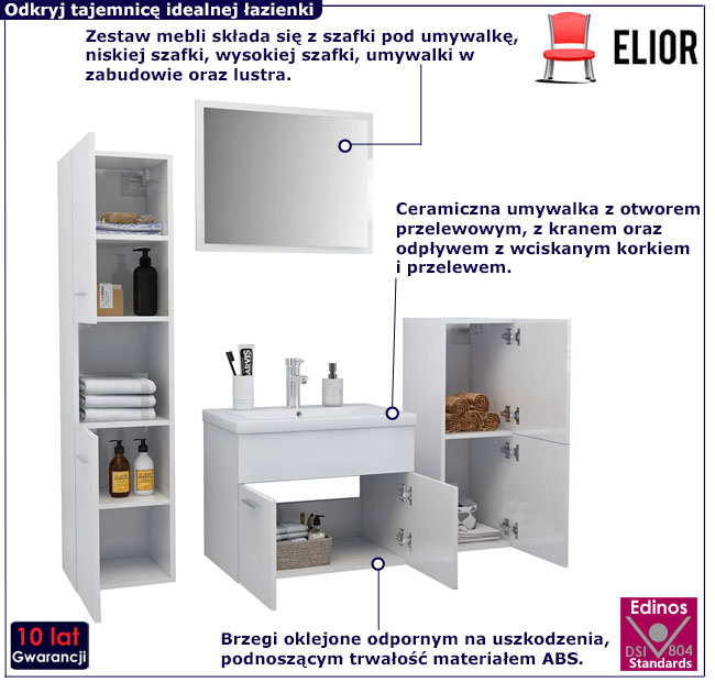 Zestaw mebli Coda 3X biały połysk