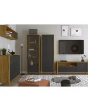 Zestaw loftowych mebli do salonu dąb craft + czarny - Luxtes 11X w sklepie Edinos.pl