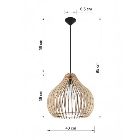 Szczegółowe zdjęcie nr 4 produktu Skandynawska lampa wisząca z drewnianym kloszem - EX550-Bailey