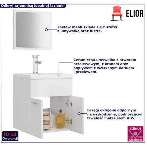 Komplet mebli do łazienki Fogrux 4X biały połysk